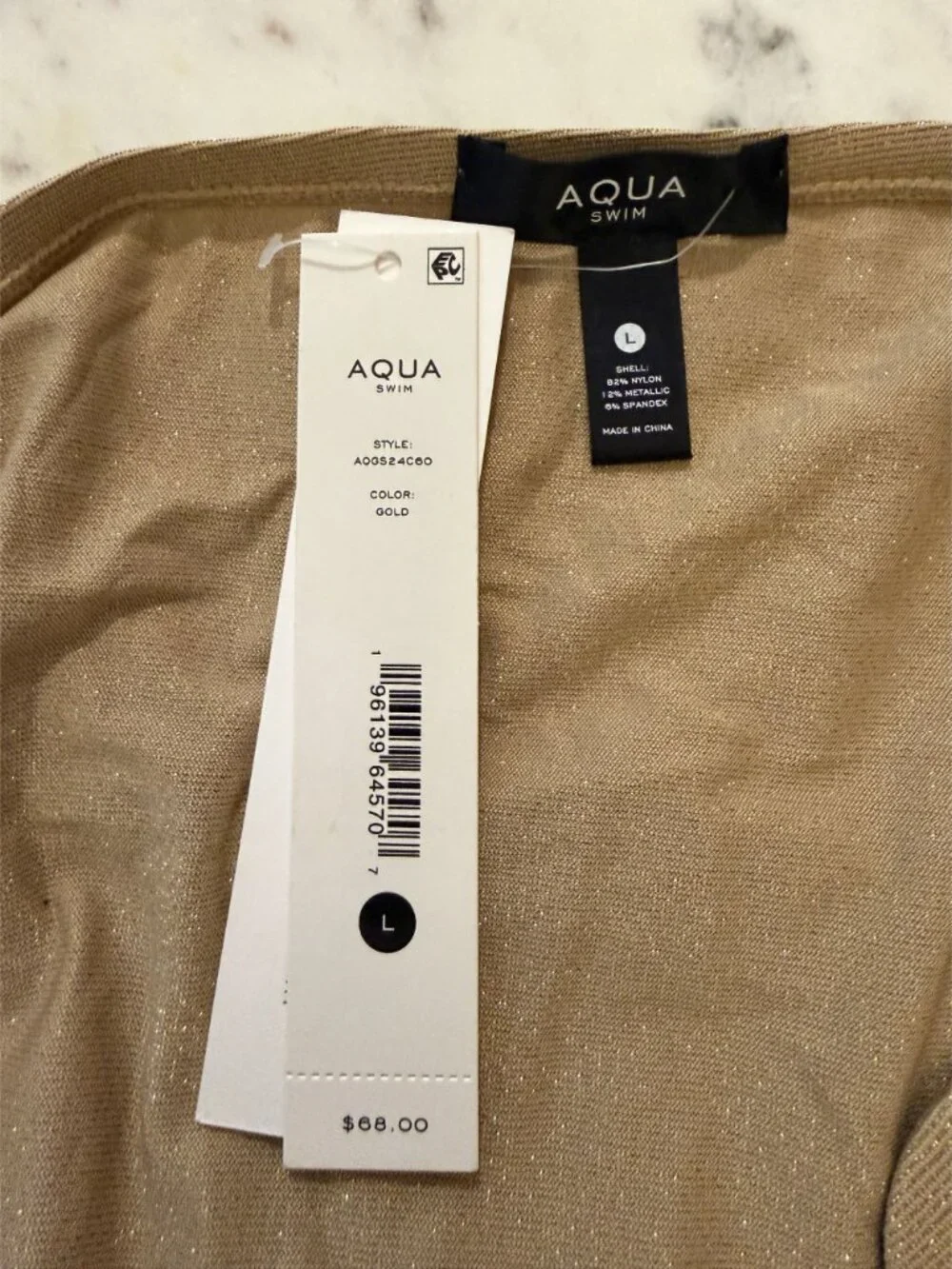 NWT Aqua One Piece Metallic Gold Swimsuit and Skirt Size Large $166 [jb] - Picture 6 of 9